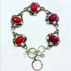 VINTAGE ART DECO/ NOUVEAU STERLING CARNELIAN CABOCHON PANEL STATEMENT BR…